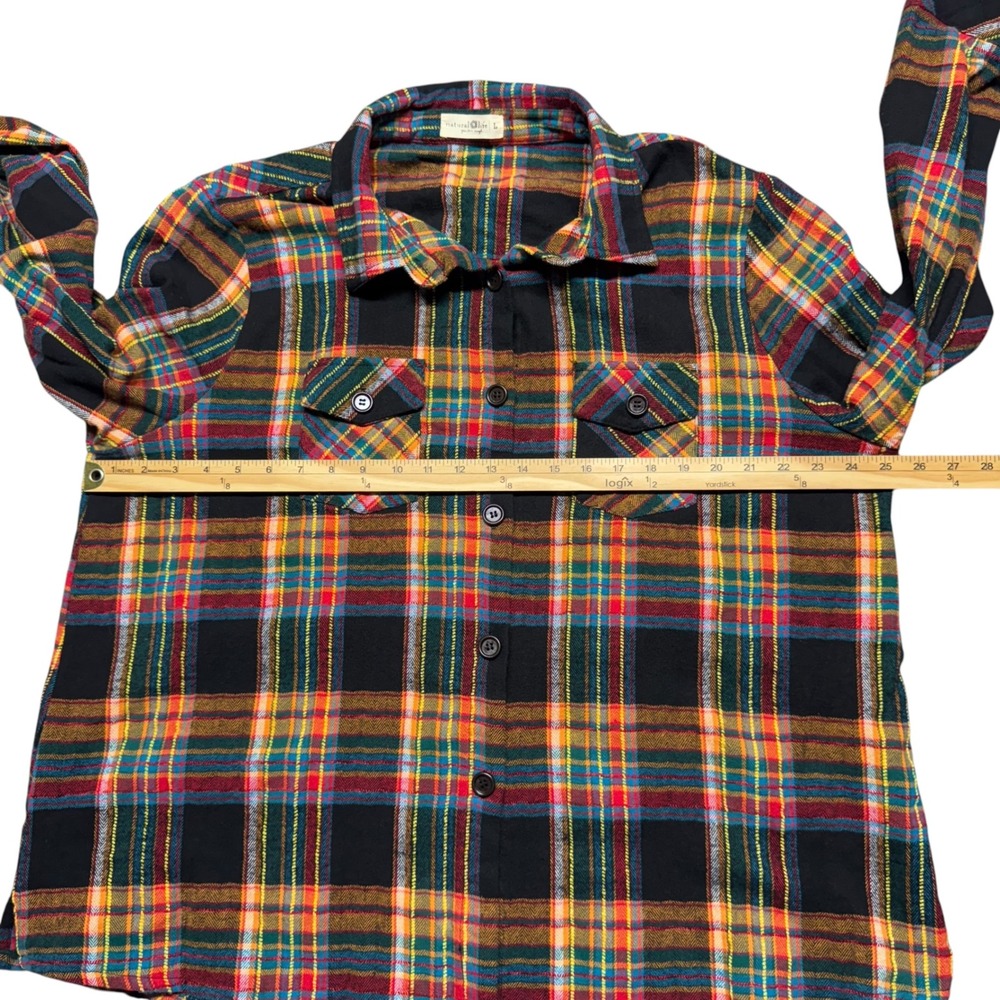 Natural Life Flannel Shirt Sz L Black Multicolor Button Up Long Sleeve Outdoors - Picture 6 of 12